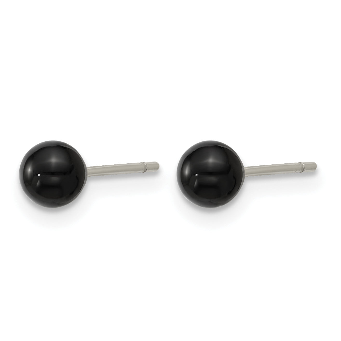 Stainless Steel Black Onyx Ball Earrings for Women