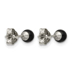Stainless Steel Black Onyx Ball Earrings for Women