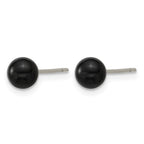 Stainless Steel Black Onyx Ball Earrings for Women