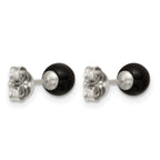Stainless Steel Black Onyx Ball Earrings for Women