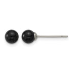 Stainless Steel Black Onyx Ball Earrings for Women