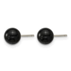 Stainless Steel Black Onyx Ball Earrings for Women