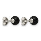Stainless Steel Black Onyx Ball Earrings for Women