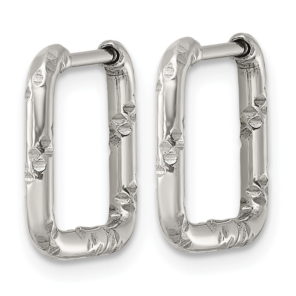 Polished Stainless Steel Hoop Earrings 14.7mm