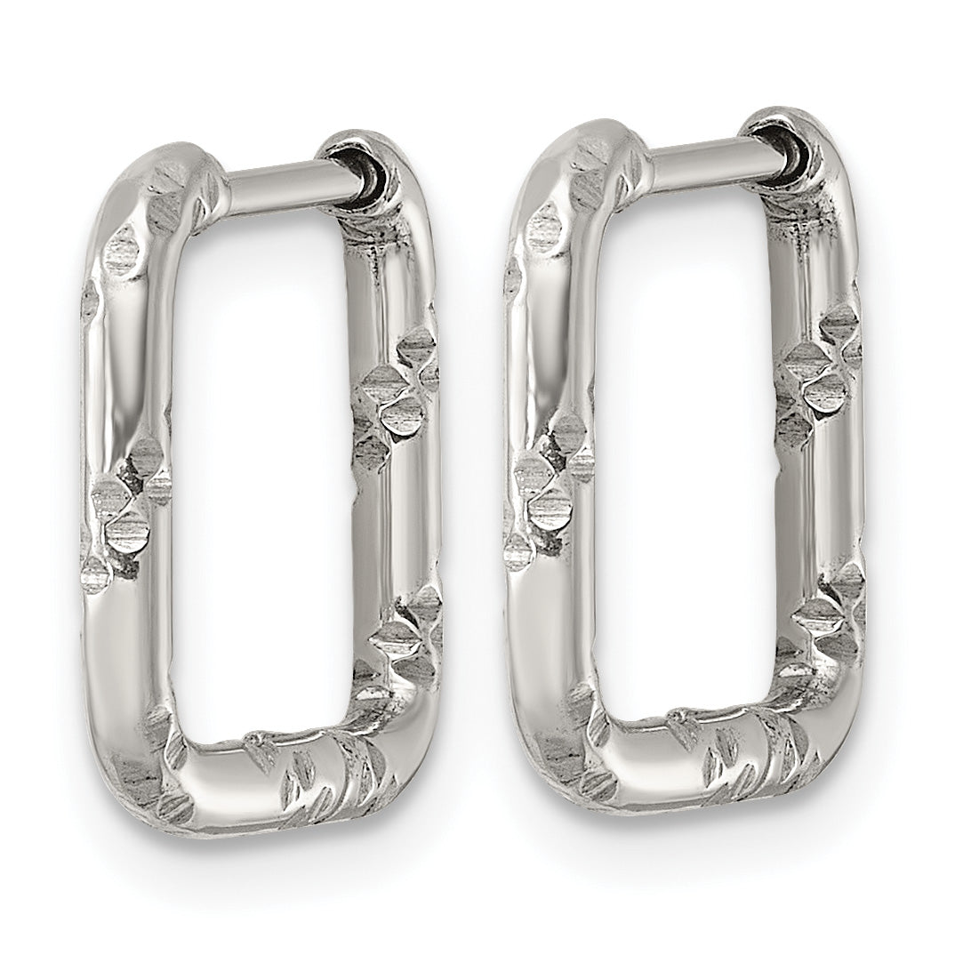 Polished Stainless Steel Hoop Earrings 14.7mm