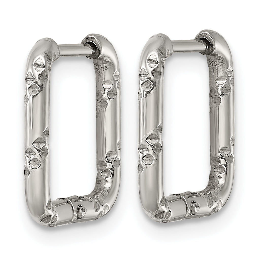 Polished Stainless Steel Hoop Earrings 14.7mm