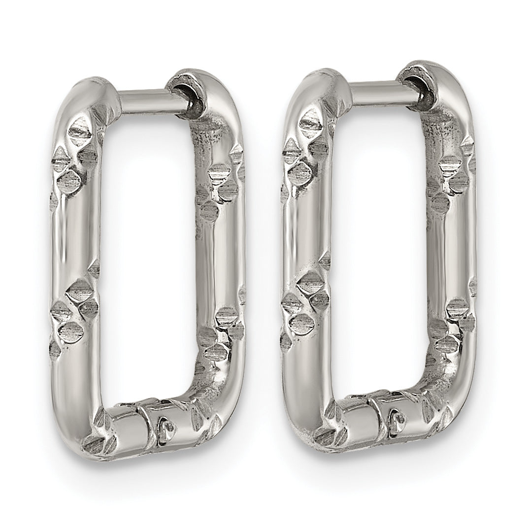 Polished Stainless Steel Hoop Earrings 14.7mm