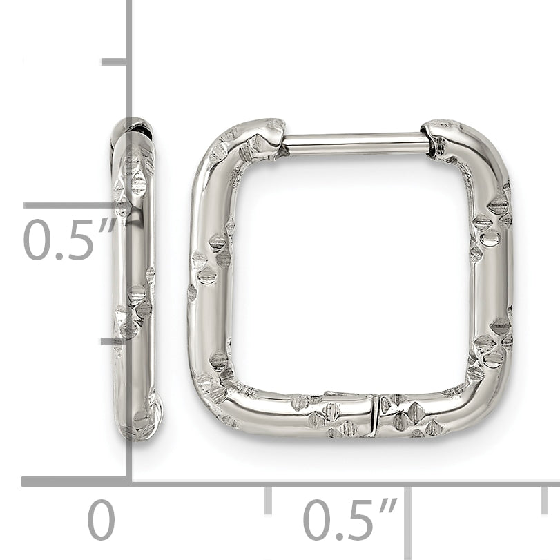 Polished Stainless Steel Hoop Earrings 14.7mm