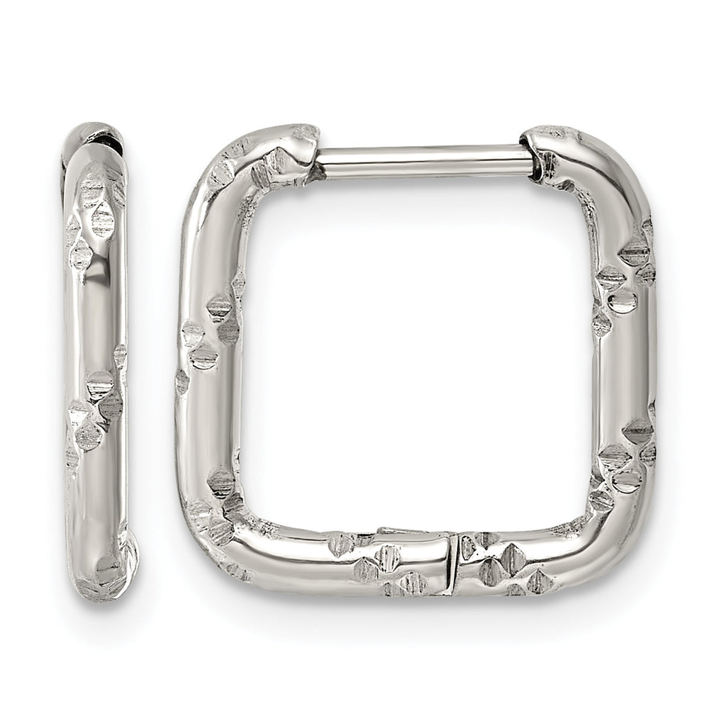 Polished Stainless Steel Hoop Earrings 14.7mm