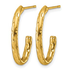 Stainless Steel Gold-Tone Textured J-Hoop Earrings for Women
