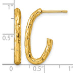 Stainless Steel Gold-Tone Textured J-Hoop Earrings for Women
