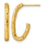 Stainless Steel Gold-Tone Textured J-Hoop Earrings for Women