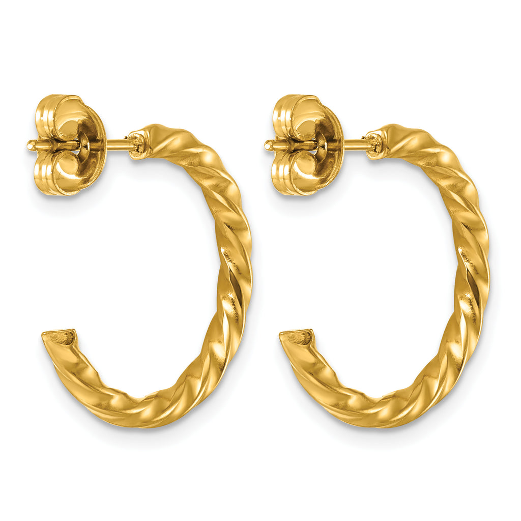 Stainless Steel Gold-Tone Twisted C-Hoop Earrings for Women