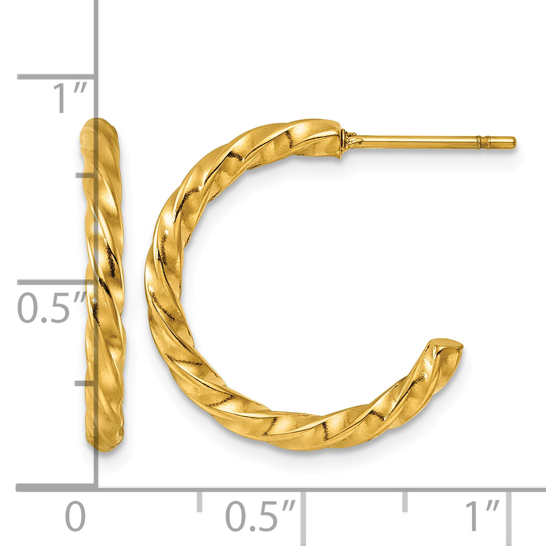 Stainless Steel Gold-Tone Twisted C-Hoop Earrings for Women