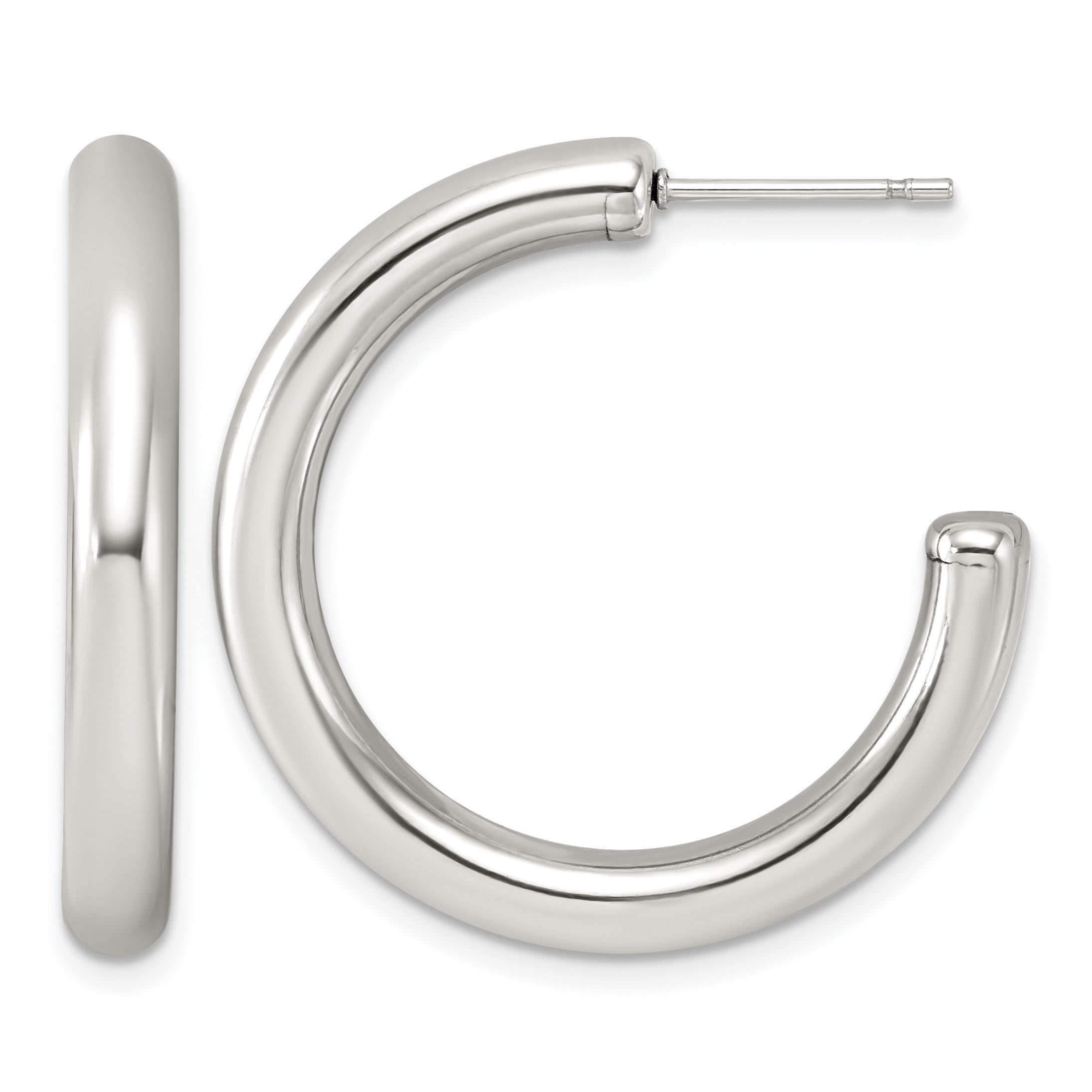Polished Stainless Steel Hoop Earrings 30.45mm Main image