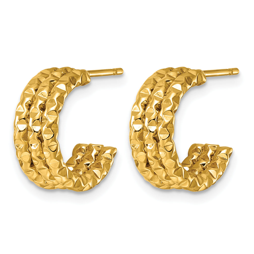 Stainless Steel Gold-Tone Textured C-Hoop Earrings for Women