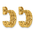 Stainless Steel Gold-Tone Textured C-Hoop Earrings for Women