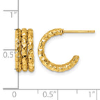 Stainless Steel Gold-Tone Textured C-Hoop Earrings for Women