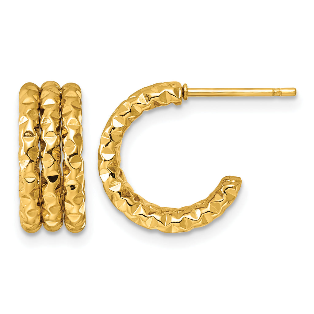 Stainless Steel Gold-Tone Textured C-Hoop Earrings for Women
