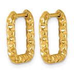 Stainless Steel Gold-Tone Square Textured Hinged Huggie Hoop Earrings for Women