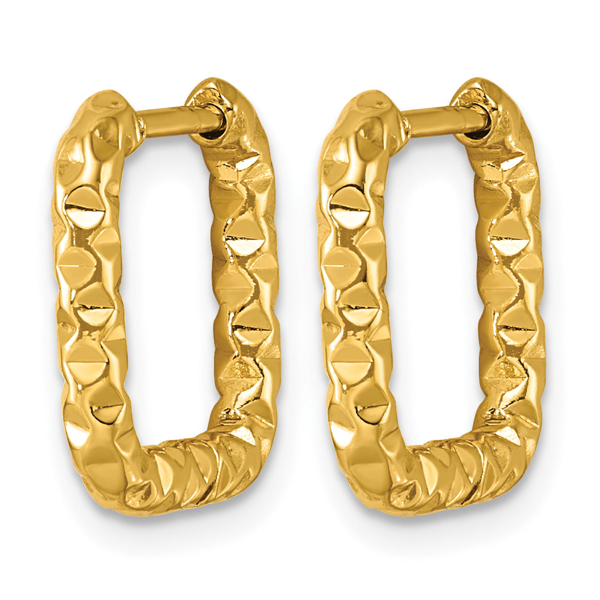 Gold-Tone Textured Stainless Steel Hoop Earrings 14.75mm