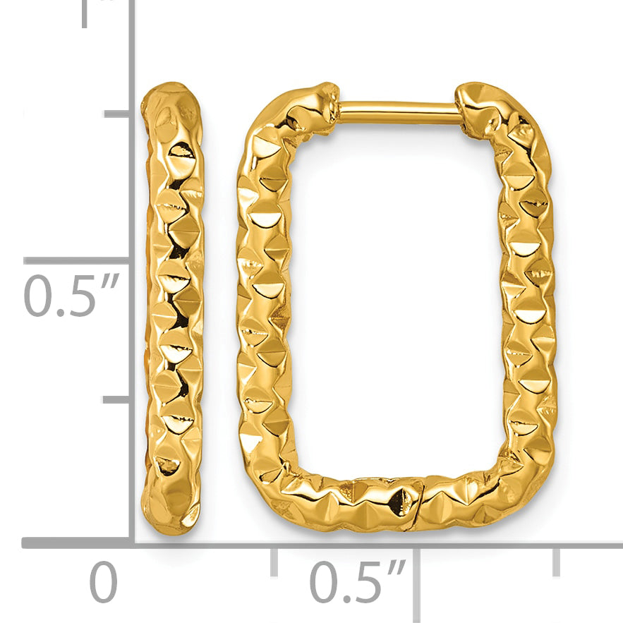 Stainless Steel Gold-Tone Textured Hinged Huggie Hoop Earrings for Women