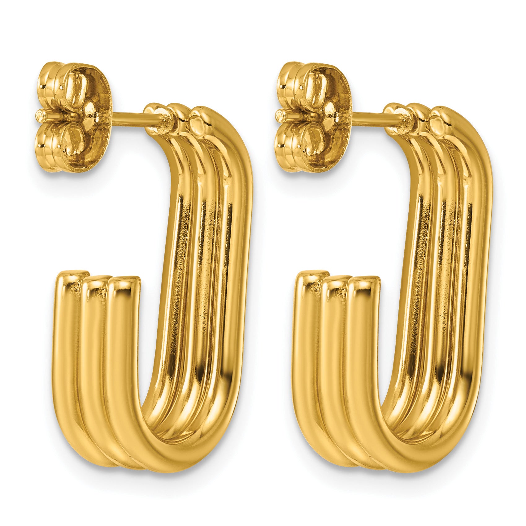 Stainless Steel Gold-Tone C-Hoop Earrings for Women