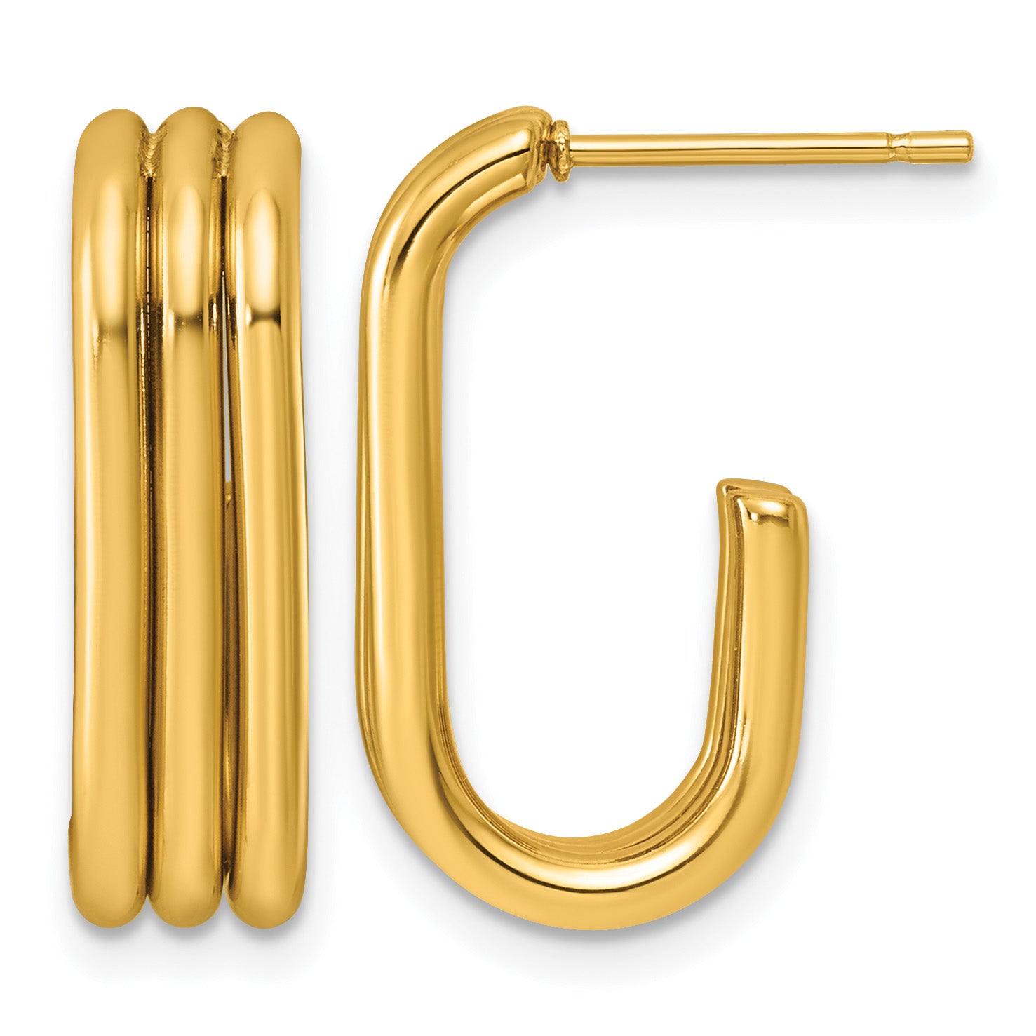 Stainless Steel Gold-Tone C-Hoop Earrings for Women