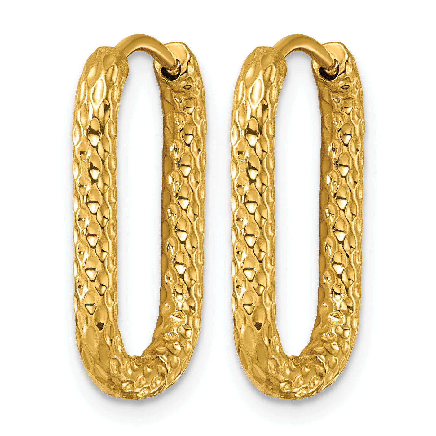 Stainless Steel Gold-Tone Textured Hinged Huggie Hoop Earrings for Women