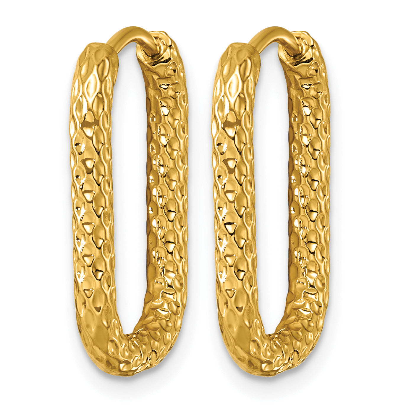 Stainless Steel Gold-Tone Textured Hinged Huggie Hoop Earrings for Women