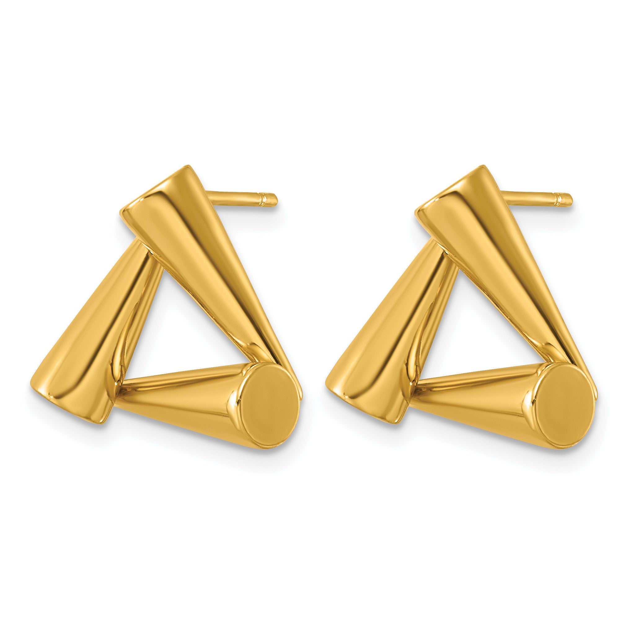 Polished Gold-Tone Stainless Steel Button Earrings 17.35mm Secondary image