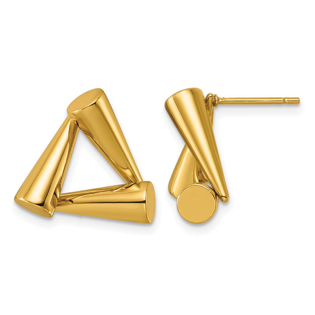 Stainless Steel Gold-Tone Button Earrings for Women