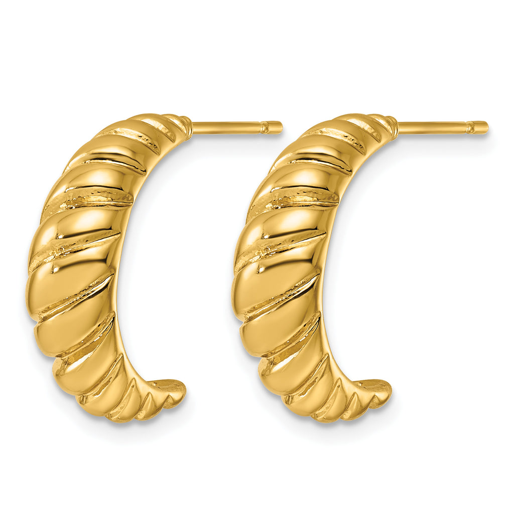 Stainless Steel Gold-Tone Twisted C-Hoop Earrings for Women