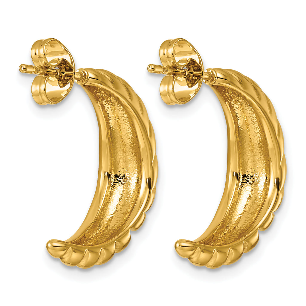 Stainless Steel Gold-Tone Twisted C-Hoop Earrings for Women