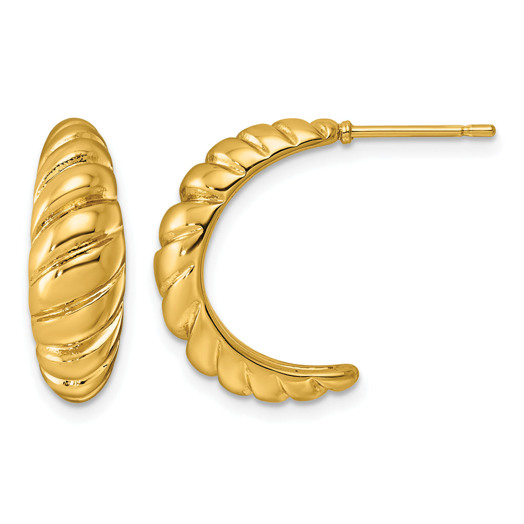 Stainless Steel Gold-Tone Twisted C-Hoop Earrings for Women