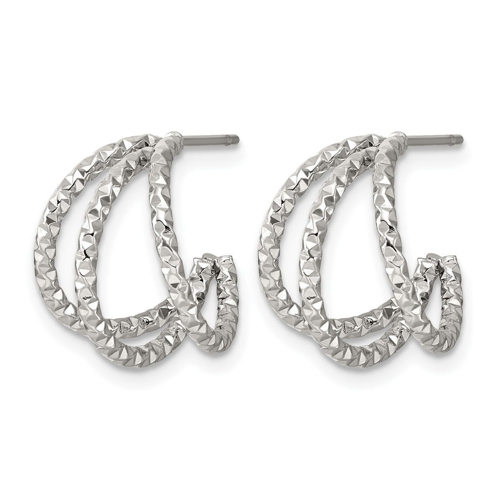 Stainless Steel Textured C-Hoop Earrings for Women