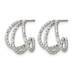 Stainless Steel Textured C-Hoop Earrings for Women
