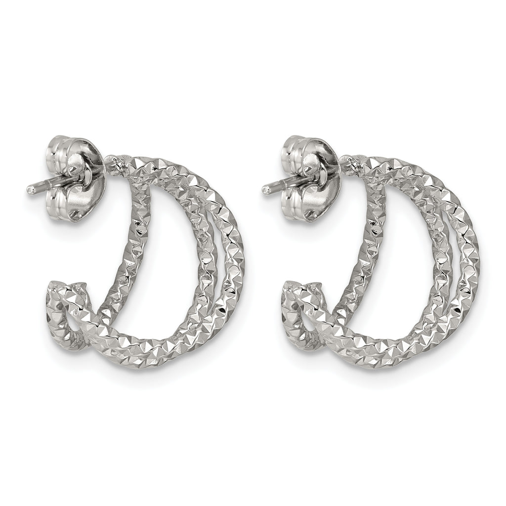 Stainless Steel Textured C-Hoop Earrings for Women