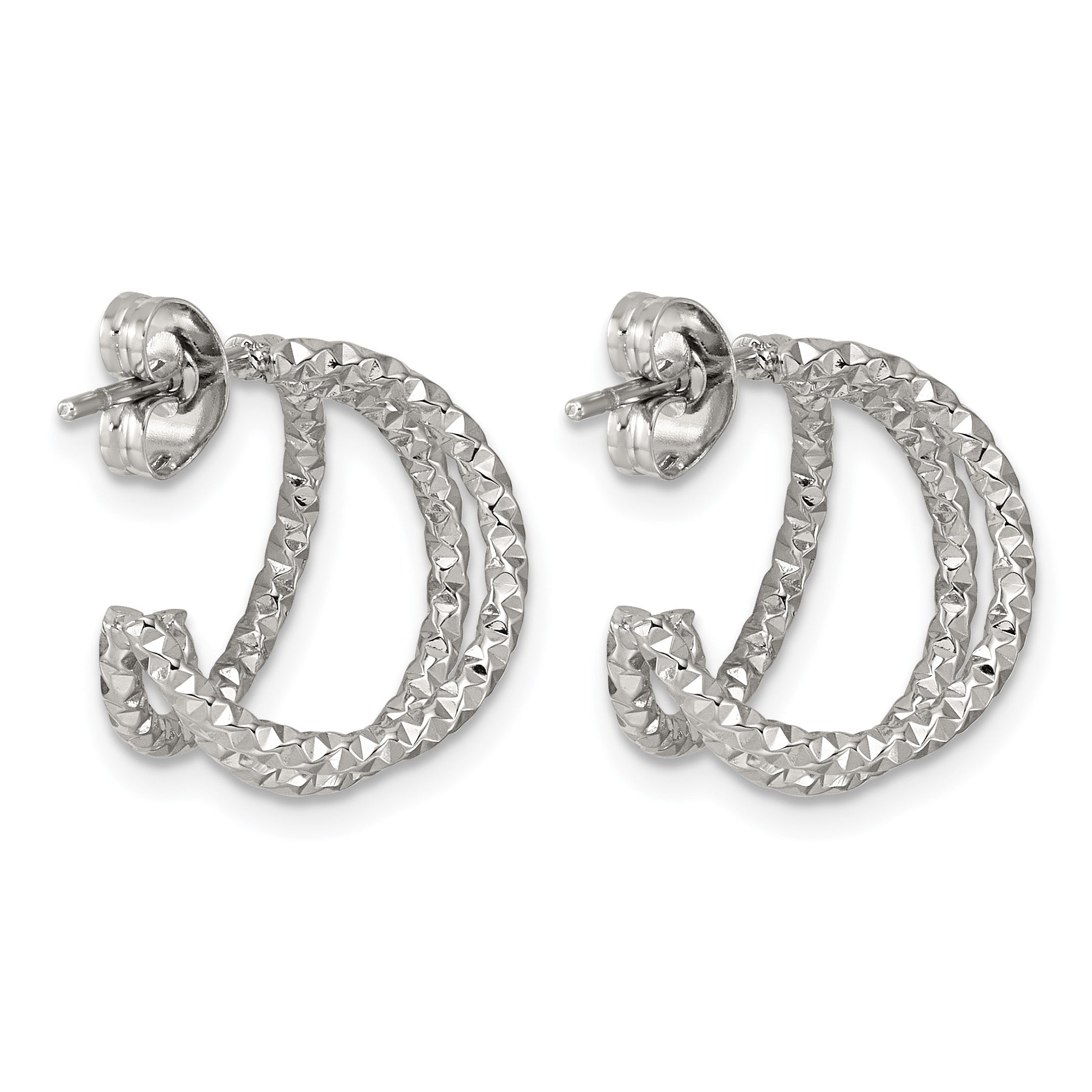 Stainless Steel Textured C-Hoop Earrings for Women