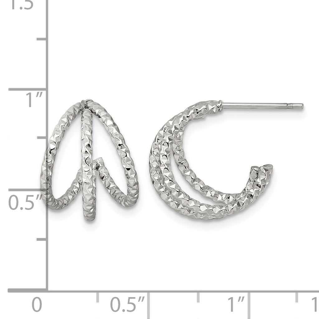 Stainless Steel Textured C-Hoop Earrings for Women