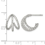 Stainless Steel Textured C-Hoop Earrings for Women