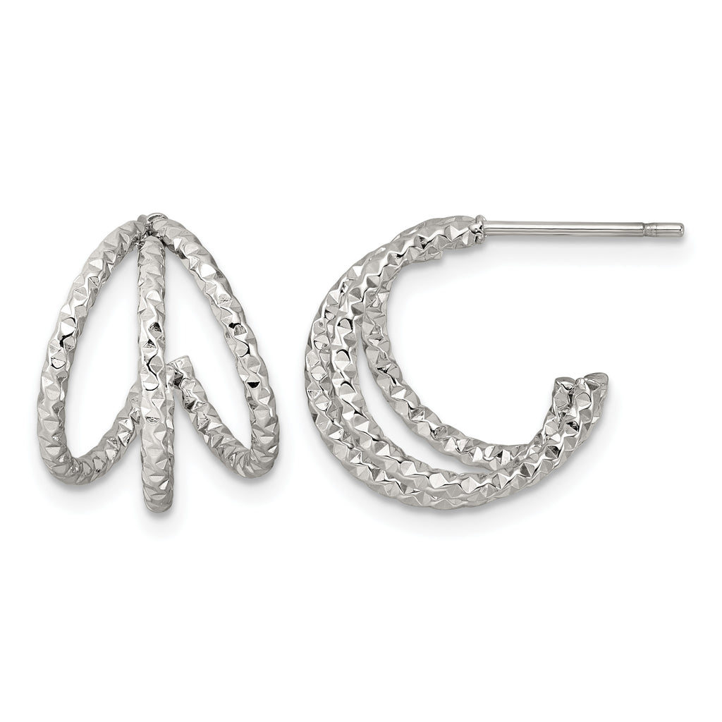 Stainless Steel Textured C-Hoop Earrings for Women