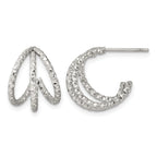 Stainless Steel Textured C-Hoop Earrings for Women