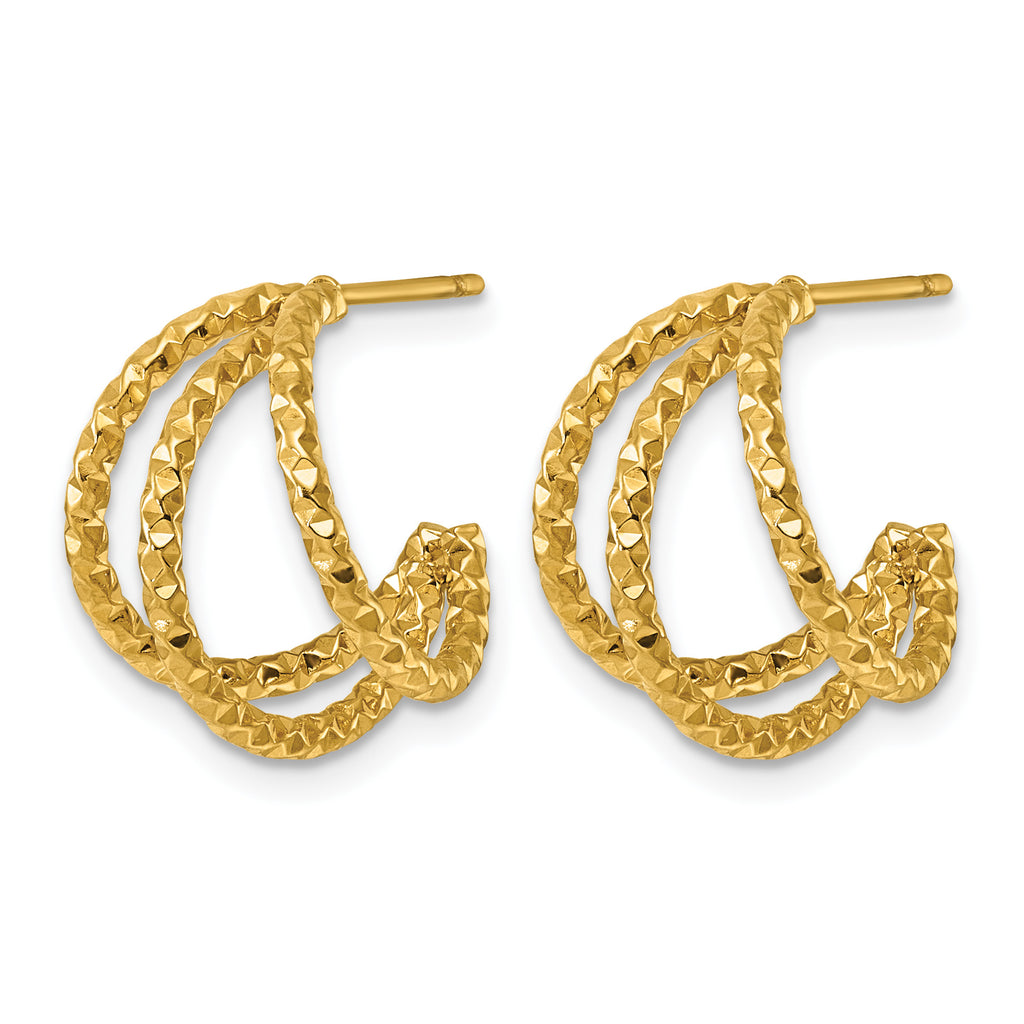 Stainless Steel Gold-Tone Textured C-Hoop Earrings for Women