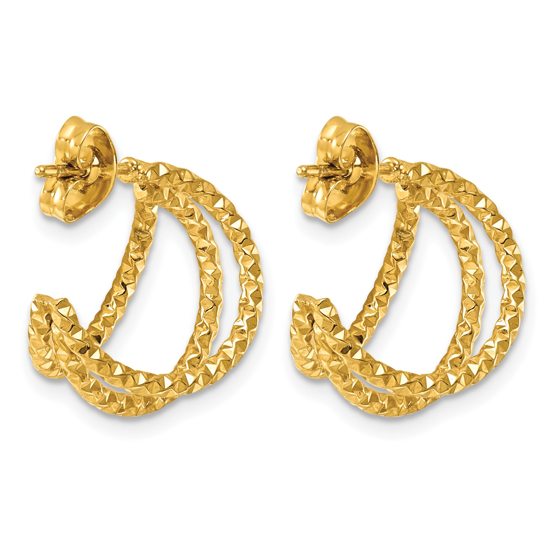 Stainless Steel Gold-Tone Textured C-Hoop Earrings for Women