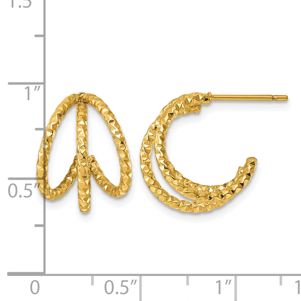Stainless Steel Gold-Tone Textured C-Hoop Earrings for Women