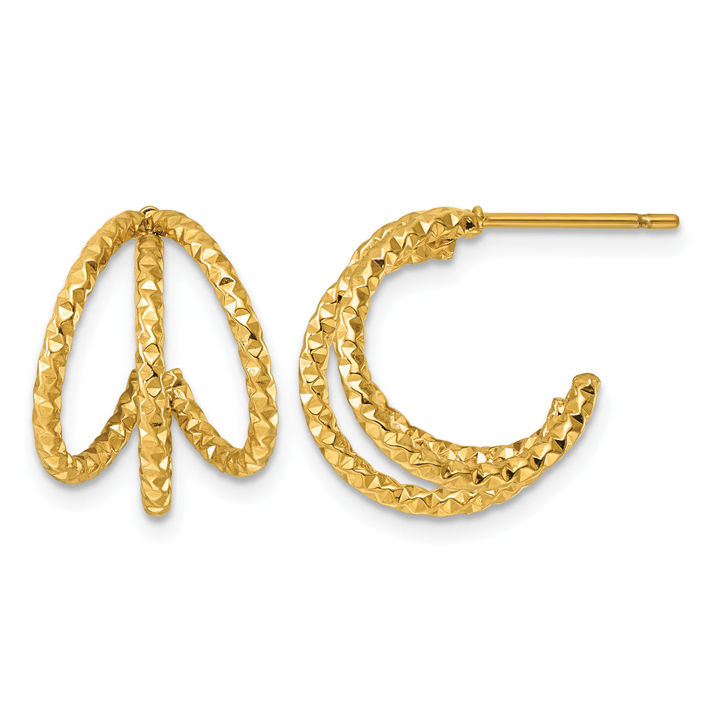Stainless Steel Gold-Tone Textured C-Hoop Earrings for Women