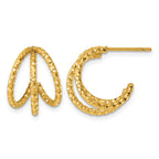 Stainless Steel Gold-Tone Textured C-Hoop Earrings for Women