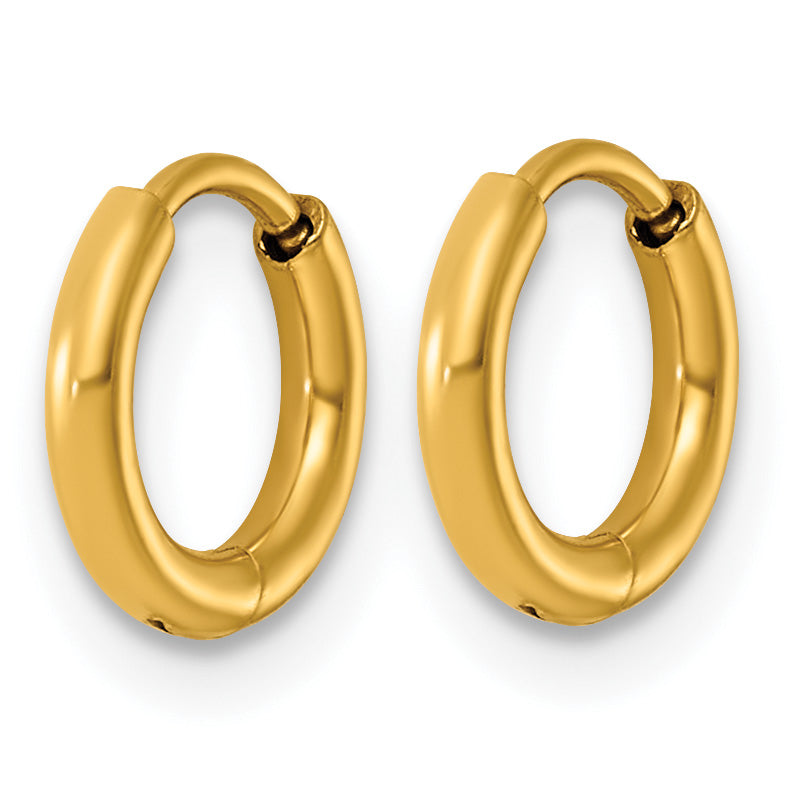Stainless Steel Gold-Tone Huggie Hoop Earrings for Women