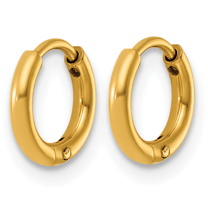 Stainless Steel Gold-Tone Huggie Hoop Earrings for Women